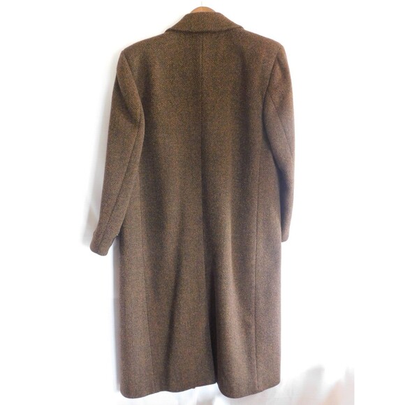 Vintage Burberrys Long Coat Womens Rust & Black Wool Cashmere Size 14R - Picture 11 of 16